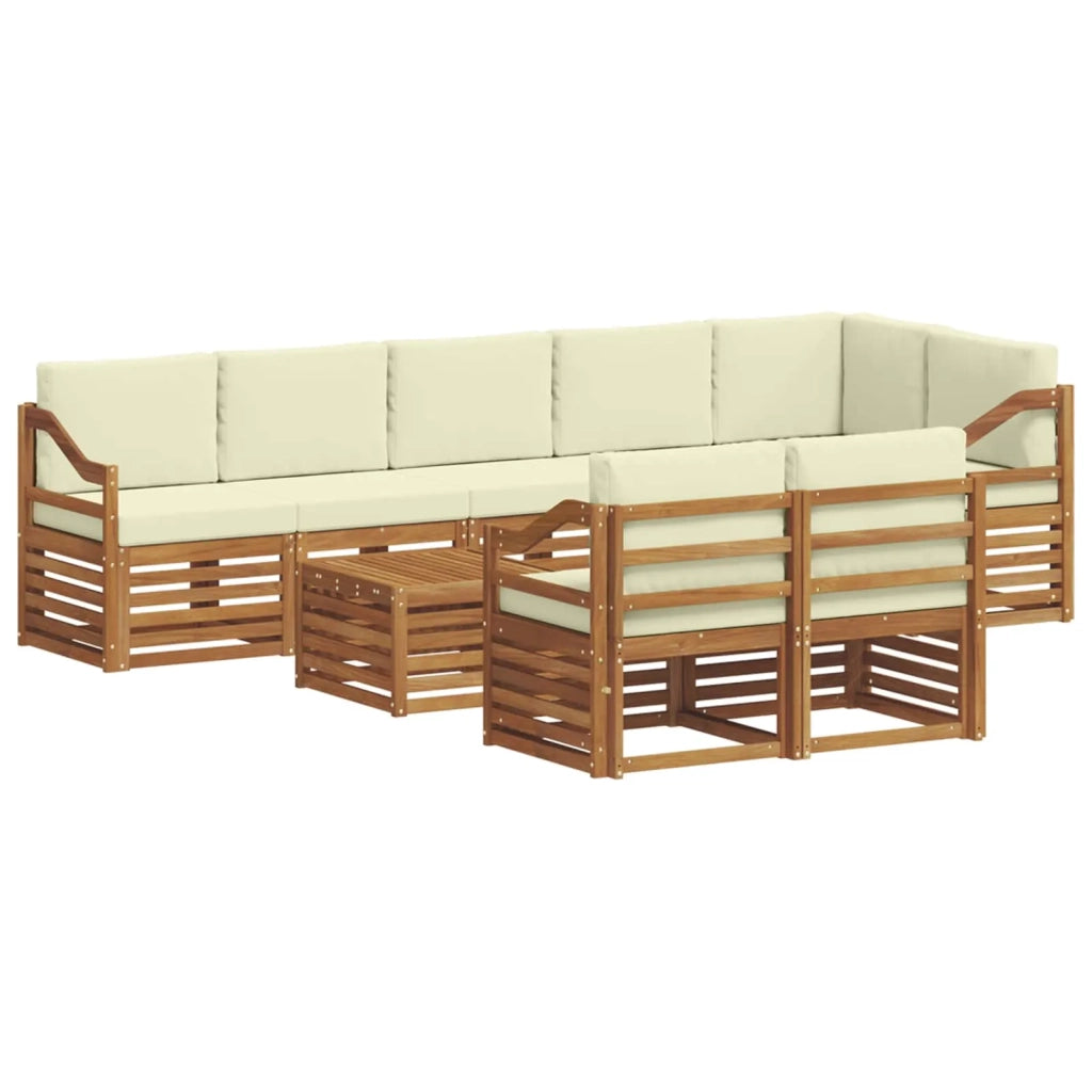 Set di divani da esterno 9 pz Naturale e Crema Poliestere 3375065