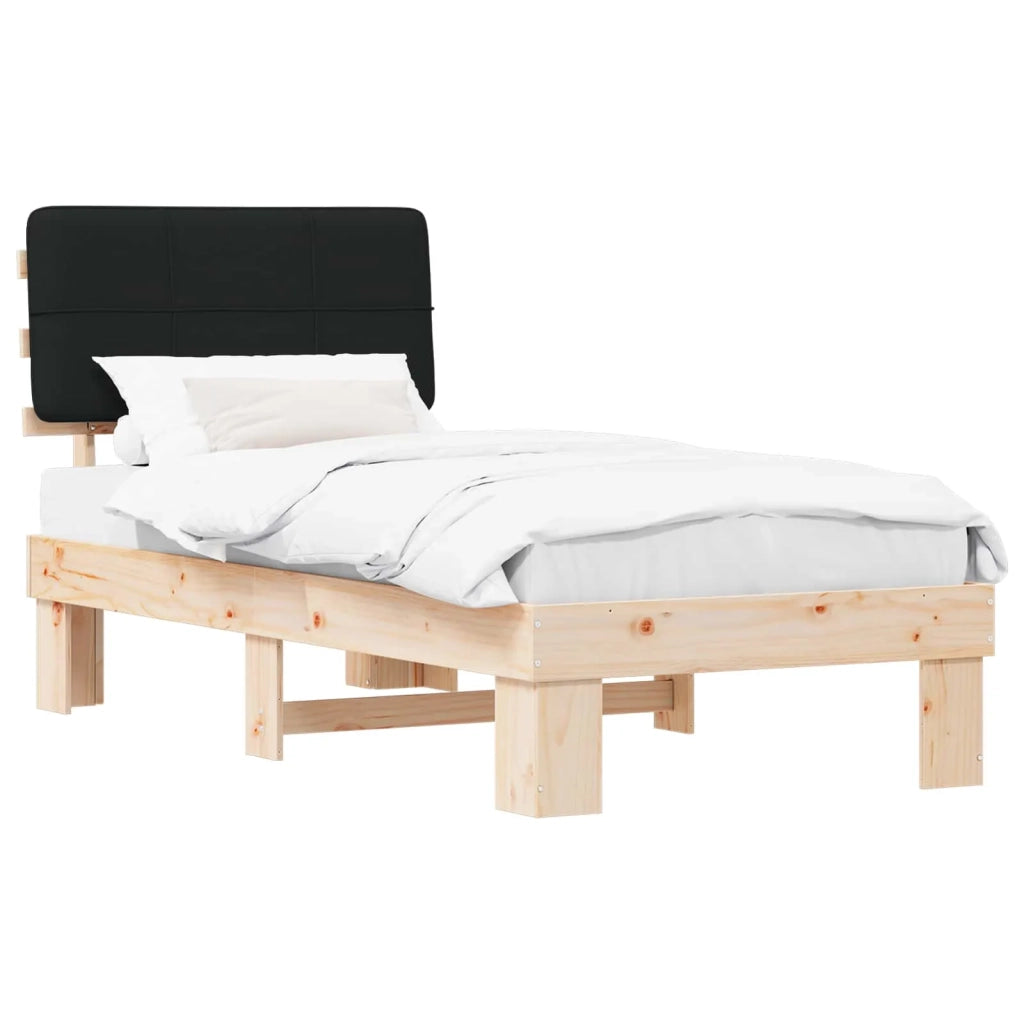 Letto con Testiera Rivestita Nero 90 x 190 cm Pino massello 877456