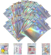 Tasche Ziplock Holografica in Mylar - Sacchi di Plastica Translucidi Reutilizzabili per Imballaggio di Regali (6 x 10 cm)