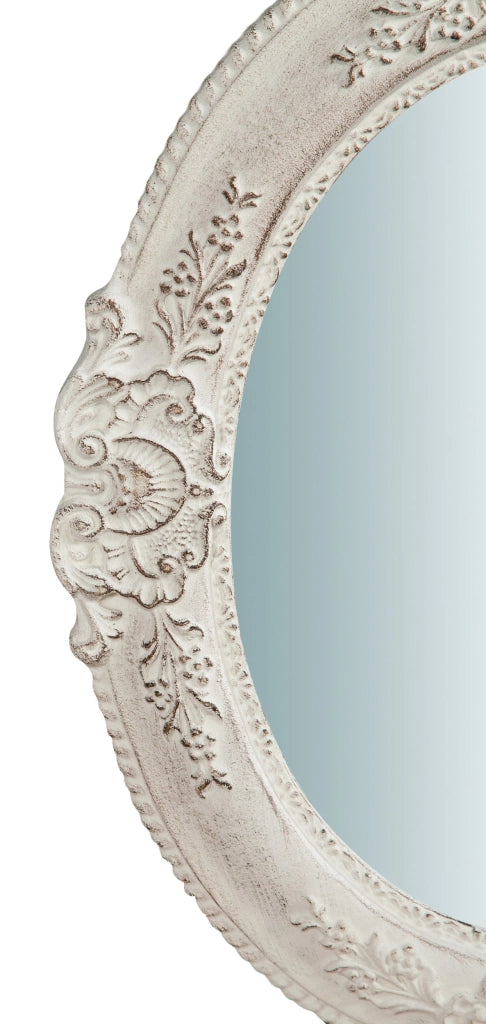 Biscottini Specchiera da parete verticale/orizzontale in legno finitura bianco anticato L40xPR2,5xH32 cm Made in Italy
