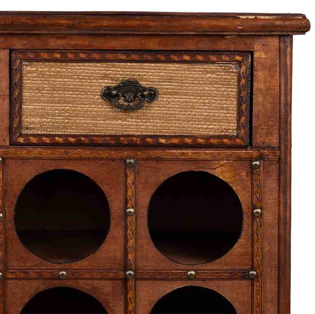 Baul porta bottiglie in legno marrone 63x31x69,5h cm