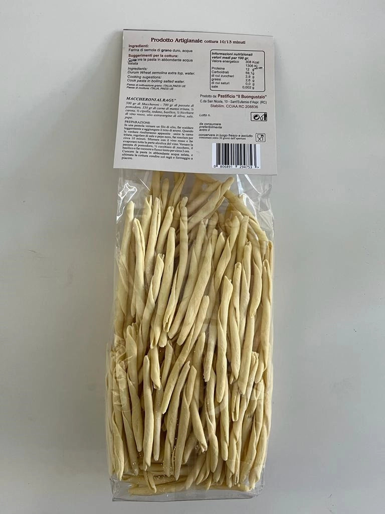 Pasta di semola di grano duro, 6 confezioni da gr 500, Maccheroni Calabresi