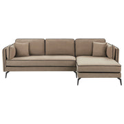 Divano 3 posti angolare regolabile lato sinistro in tessuto marrone chiaro stile moderno design classico