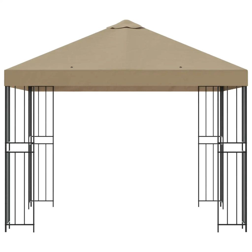Gazebo | Pergolato 3 x 3 m Beige Poliestere e Acciaio 190 gsm