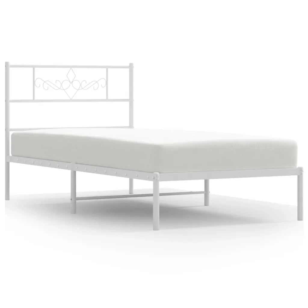 Giroletto con Testiera Metallo Bianco 80x200 cm 355307