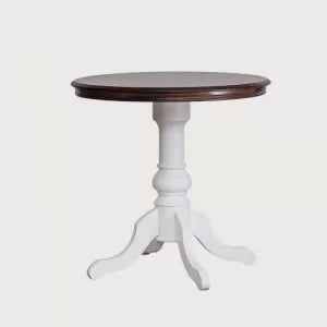 Tavolo tavolino rotondo legno shabby bianco noce 80x80x78 - Mobili 2G