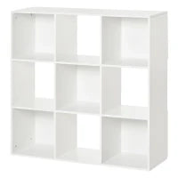Libreria Bianca per Casa e Ufficio, Scaffale dal Design Moderno con 9 Scomparti in Legno,  91.5 x 29.5 x 91.5 cm
