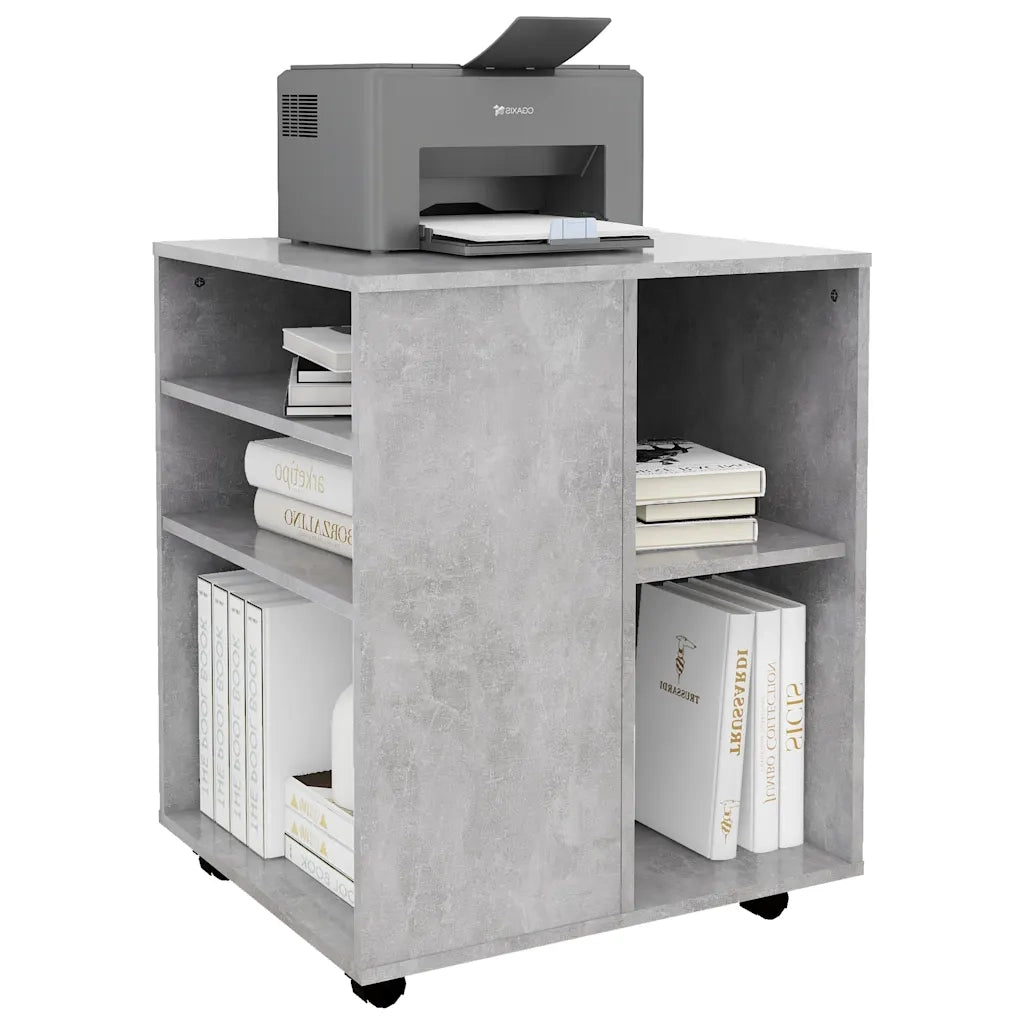 Mobiletto con Ruote Grigio Cemento 60x53x72cm Legno Multistrato 808462