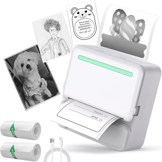 Stampante termico mini - Stampante a inchiostro zero per etichette con codice a barre - Ideale per uso domestico e ufficio - Compatibile con stampante mini per smartphone