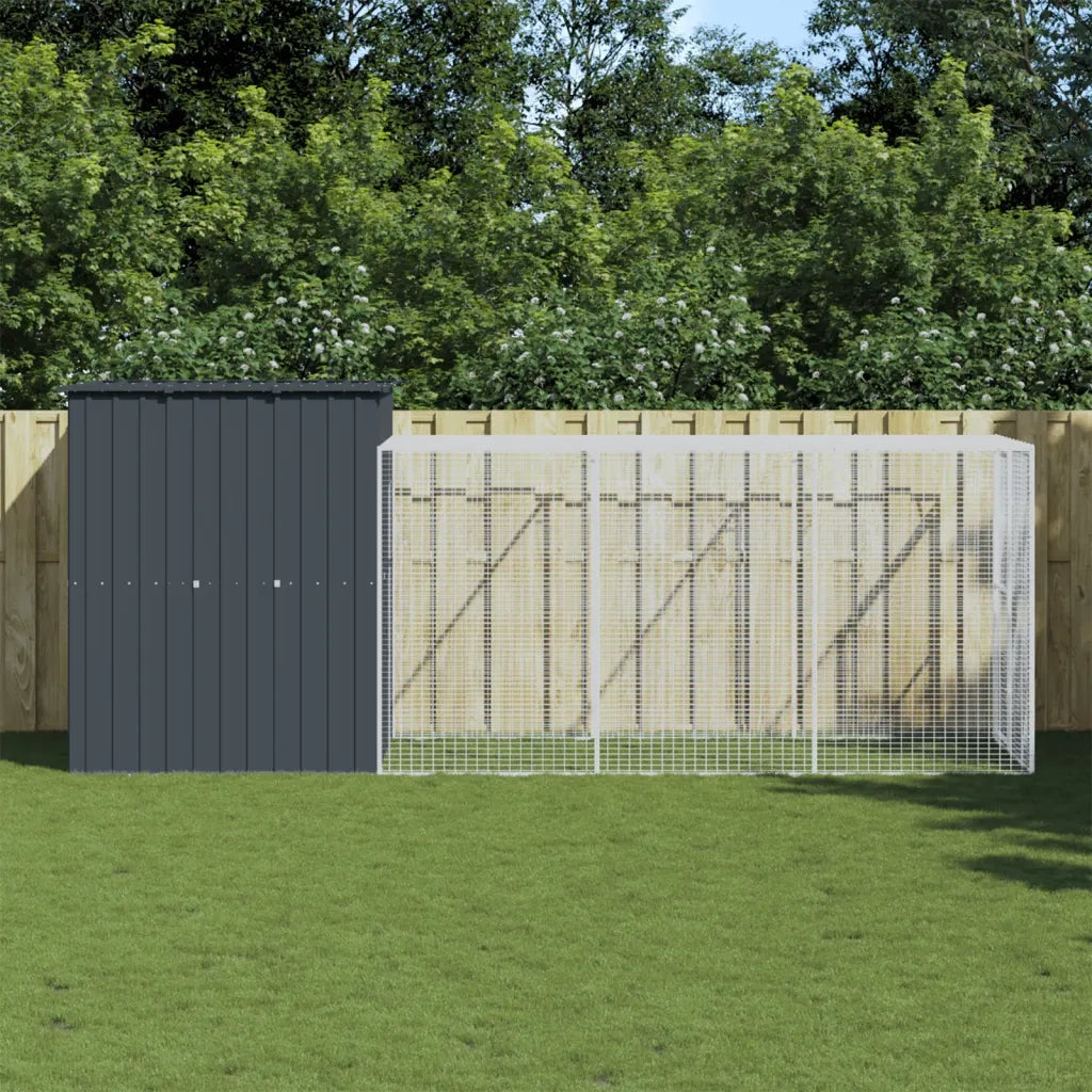 Pollaio con Area Corsa Antracite 165x455x181 cm Acciaio Zincatocod mxl 117700
