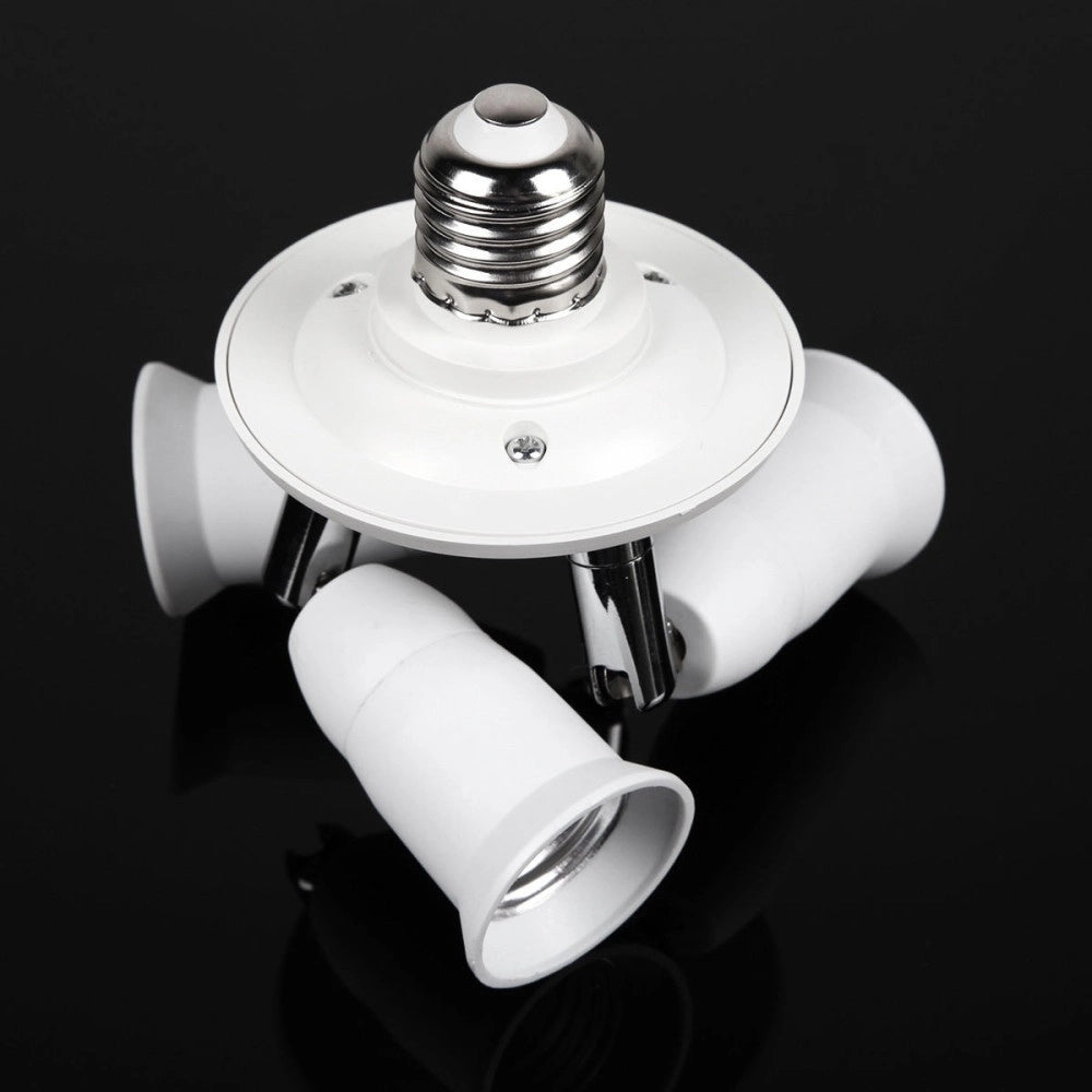 Trade Shop - Portalampada Sdoppiatore E27 Adattatore Con 3 Ingressi Attacco Lampadina 3 In 1 -