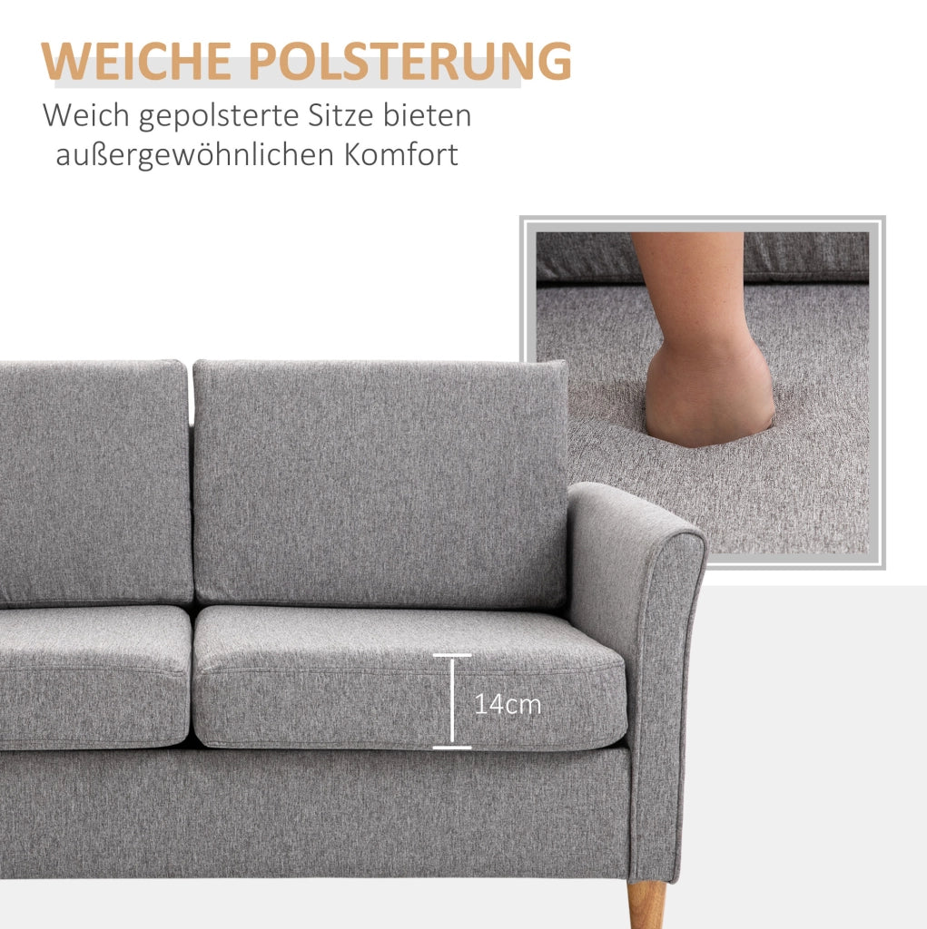 Divano a due posti in lino grigio chiaro 141x65x78cm con cuscini sfoderabili, ideale per il soggiorno