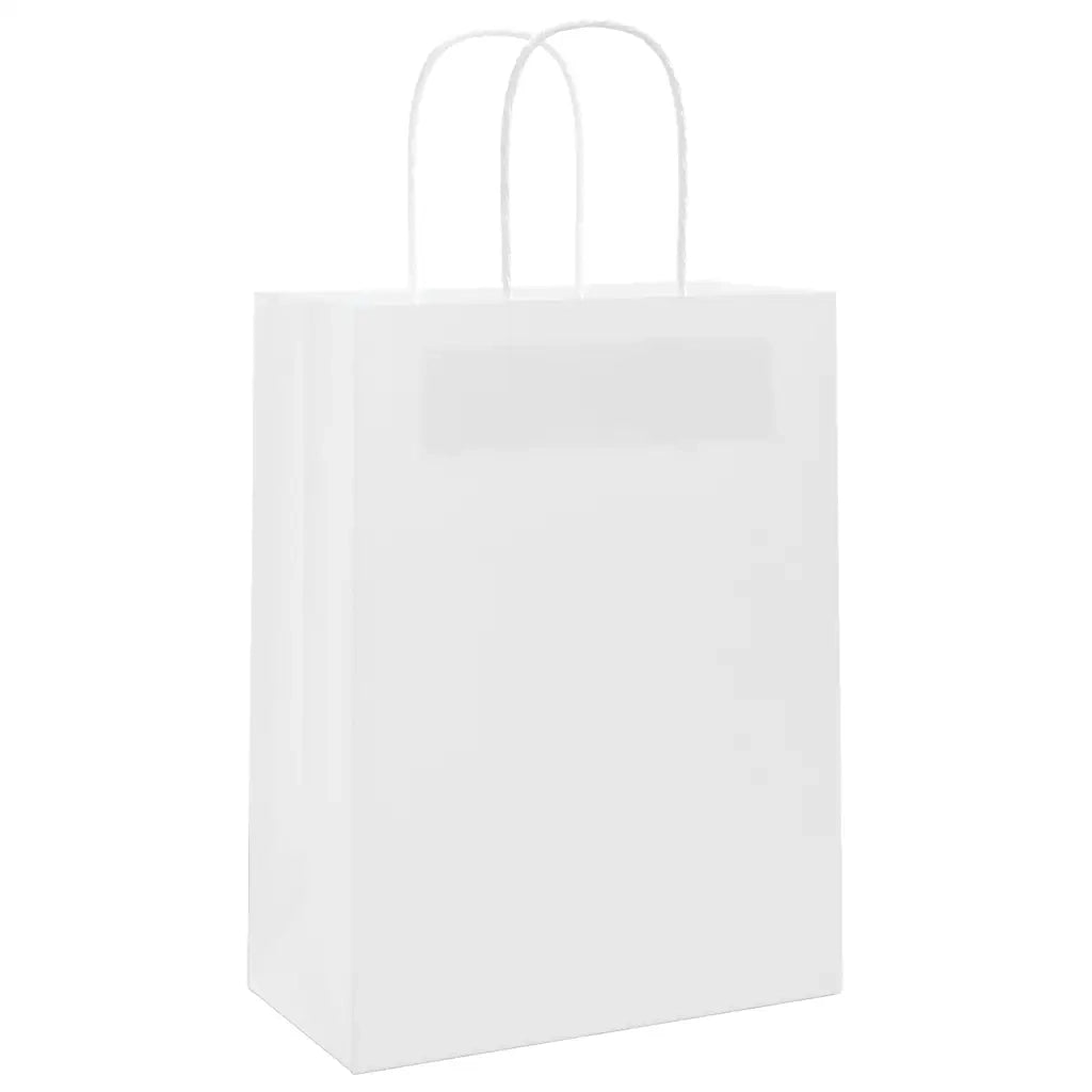 Sacchetti di Carta 50 pz con Manici Bianchi 21x11x28 cm