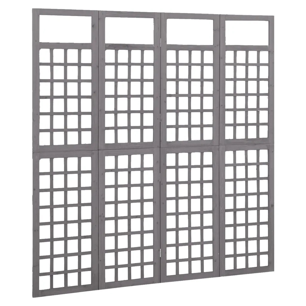 Divisorio Ambienti | Divider per stanze | Paravento a 4 Pannelli in Legno di Abete Grigio 161x180 cm