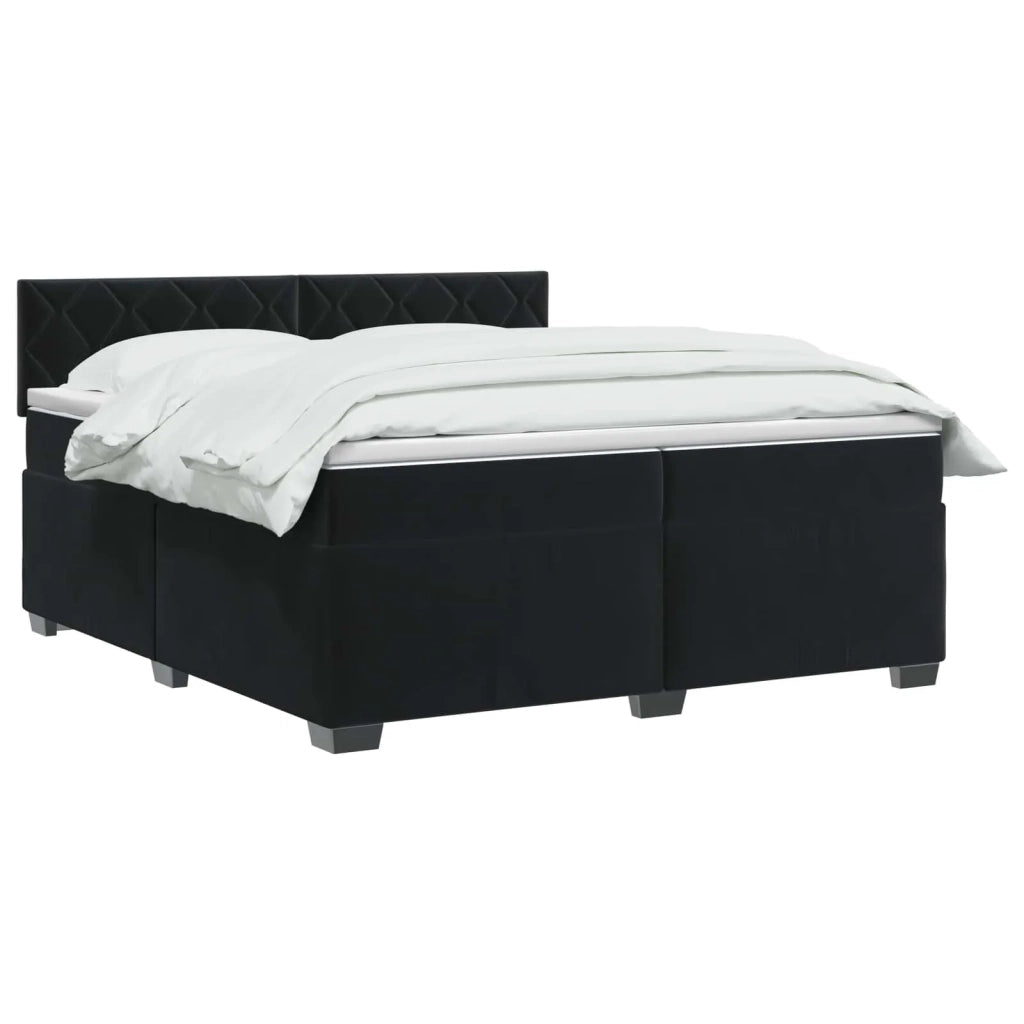 Letto box spring con materasso Nero 200 x 200 cm Velluto 3450790