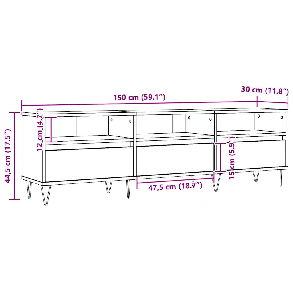 vidaXL Mobile Porta TV Rovere Artigianale 150x30x44,5 cm Multistrato