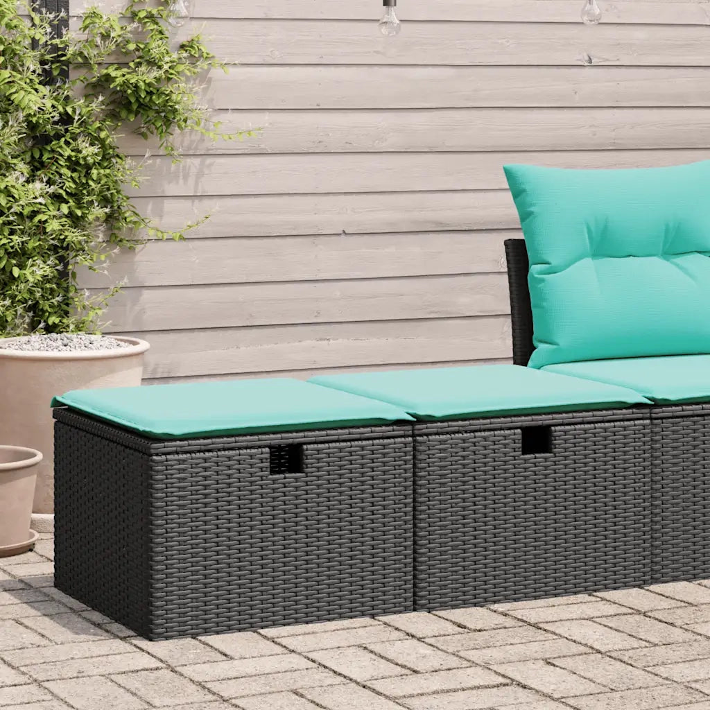 Set Divani da Giardino con Cuscini 2 pz Nero Polyrattan Acacia 3328670