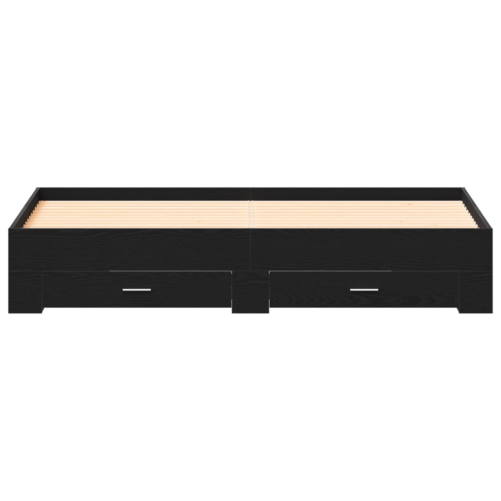 Struttura del Letto con Cassetti Nero Rovere 180x200 cm Legno Ingegnerizzato