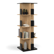 IDMarket - RAPHA Libreria rotante a 4 livelli in nero ed effetto legno