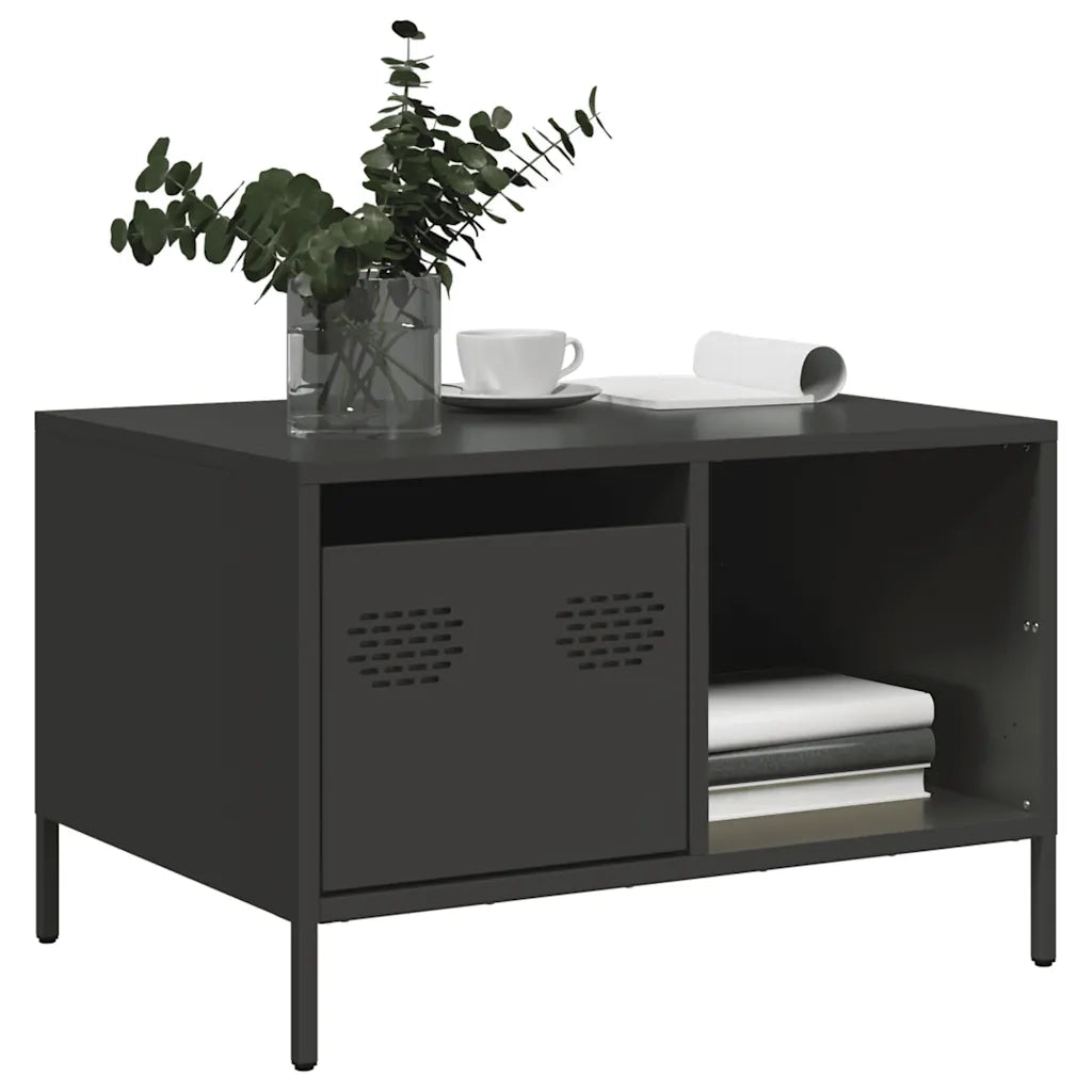 Tavolino da salotto | Tavolino da caff¨¨ | Tavolino da Soggiorno Nero 68,5x50x43,5 cm in Acciaio Laminato a Freddo