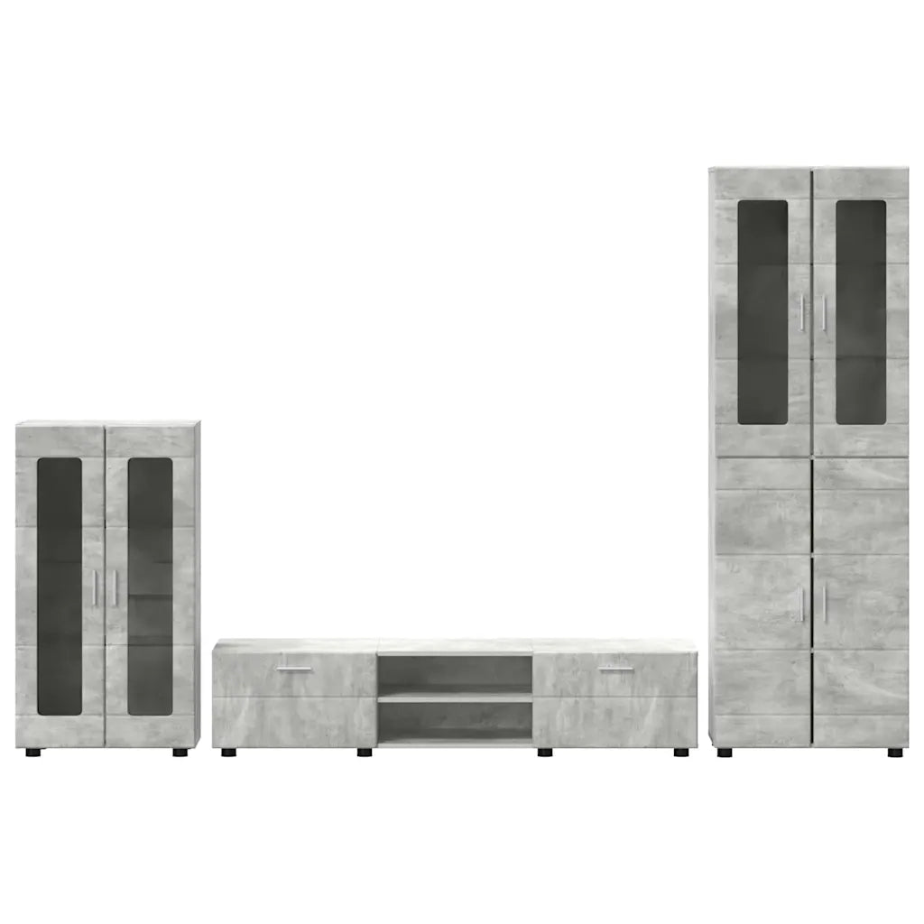 Set mobile TV FLORIN 3 pcs Grigio cemento Legno multistrato 3397977