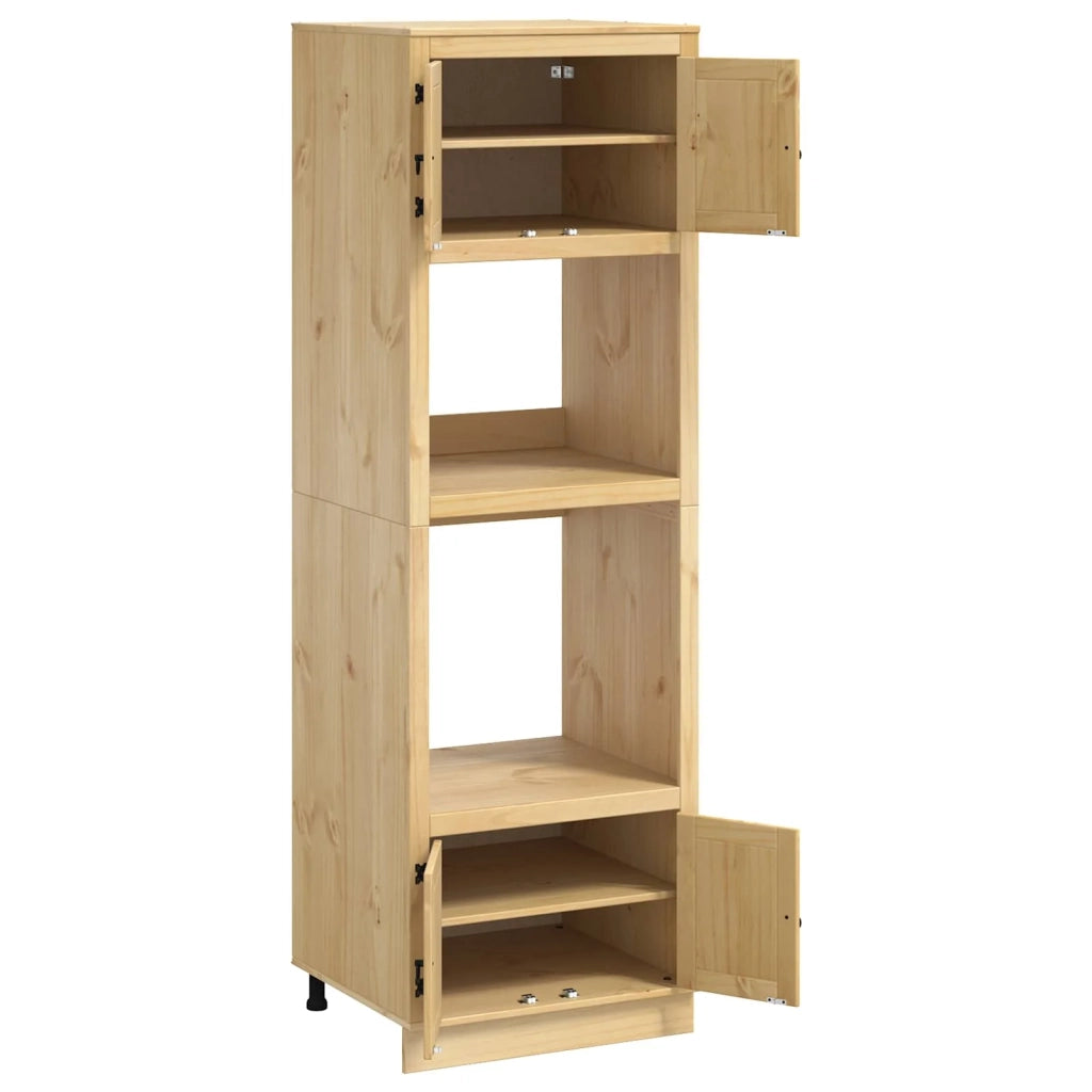 Armadio rettangolare moderno con 3 ripiani 66 x 58 x 207 cm in legno massello di pino finitura miele 02_0058896