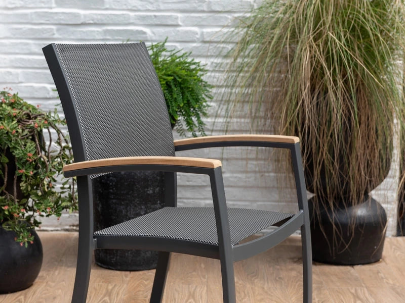 Essence - sedia da giardino - ALU con braccioli in teak