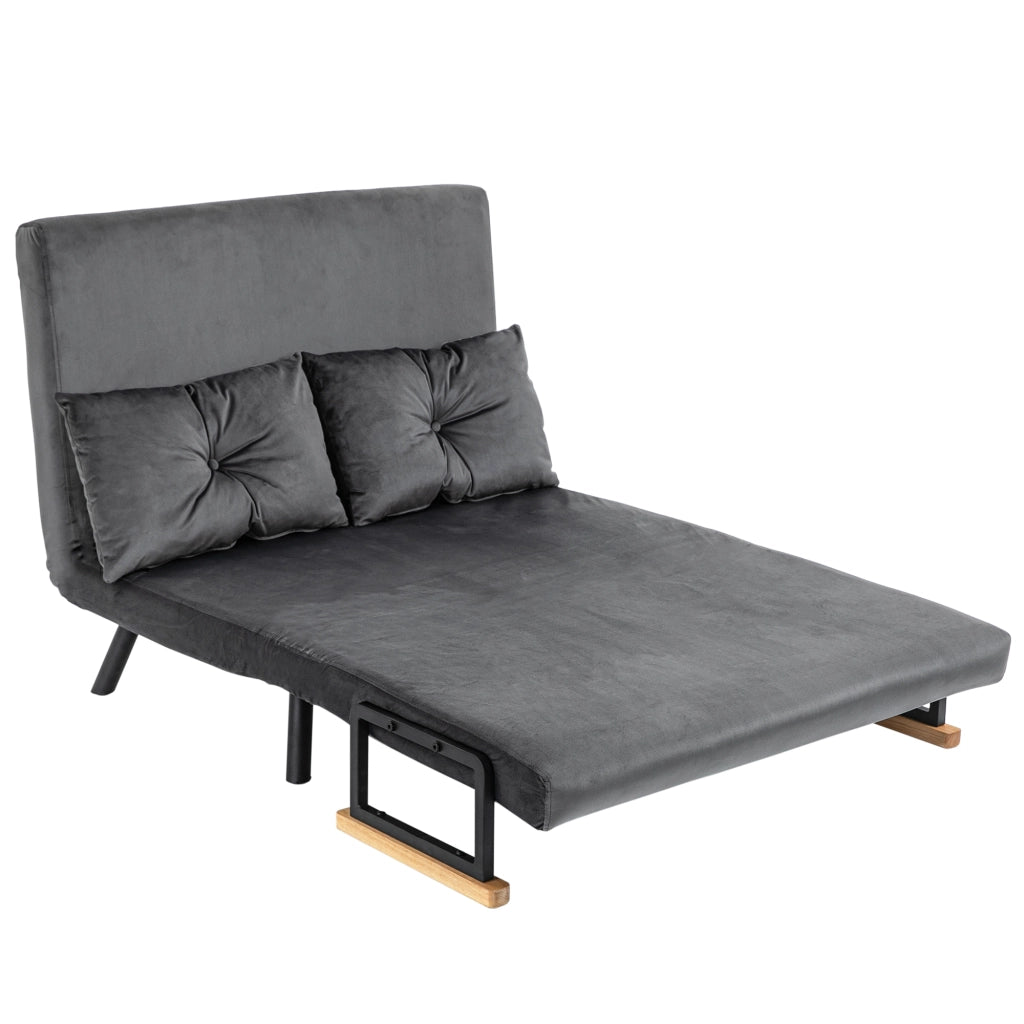 Divano letto 2 posti con schienale regolabile e 2 cuscini ¨C Zephmum ¨C Grigio