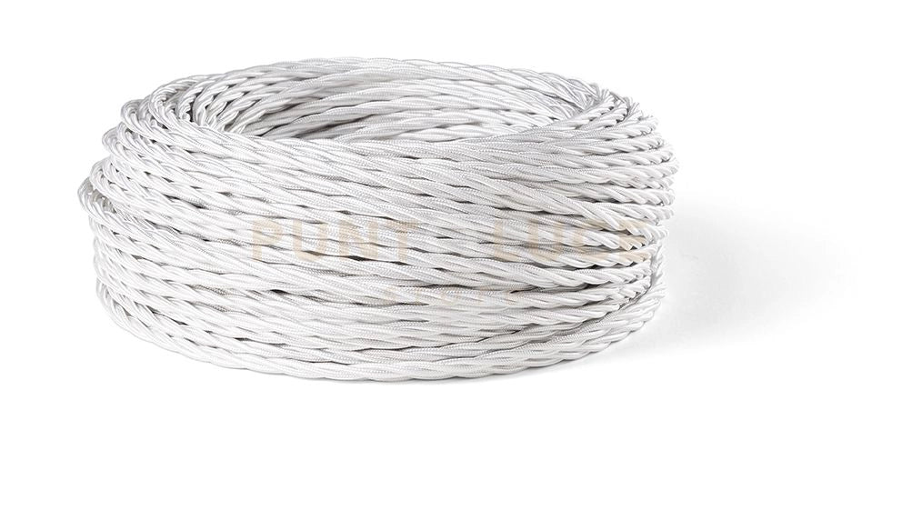 Rolla 50 mt cavo elettrico a treccia 3x0,75 mm rivestito in tessuto bianca