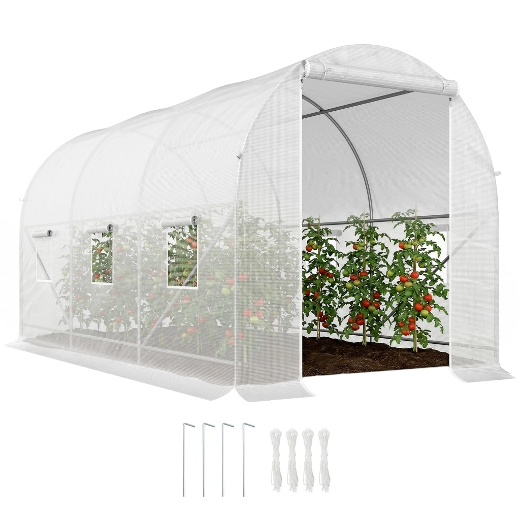 Tunnel Serra Giardino ¨C zephmum ¨C 3.5x2x2 m Bianco con 6 Finestre e Porta a Zip
