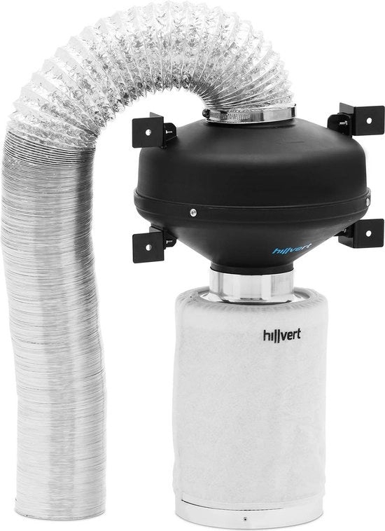Sistema di aspirazione dell'aria - 30 cm filtro attivo a carbone / ventilatore di scarico / tubo di scarico - 249,6 m³/h - Ø 100 mm scarico