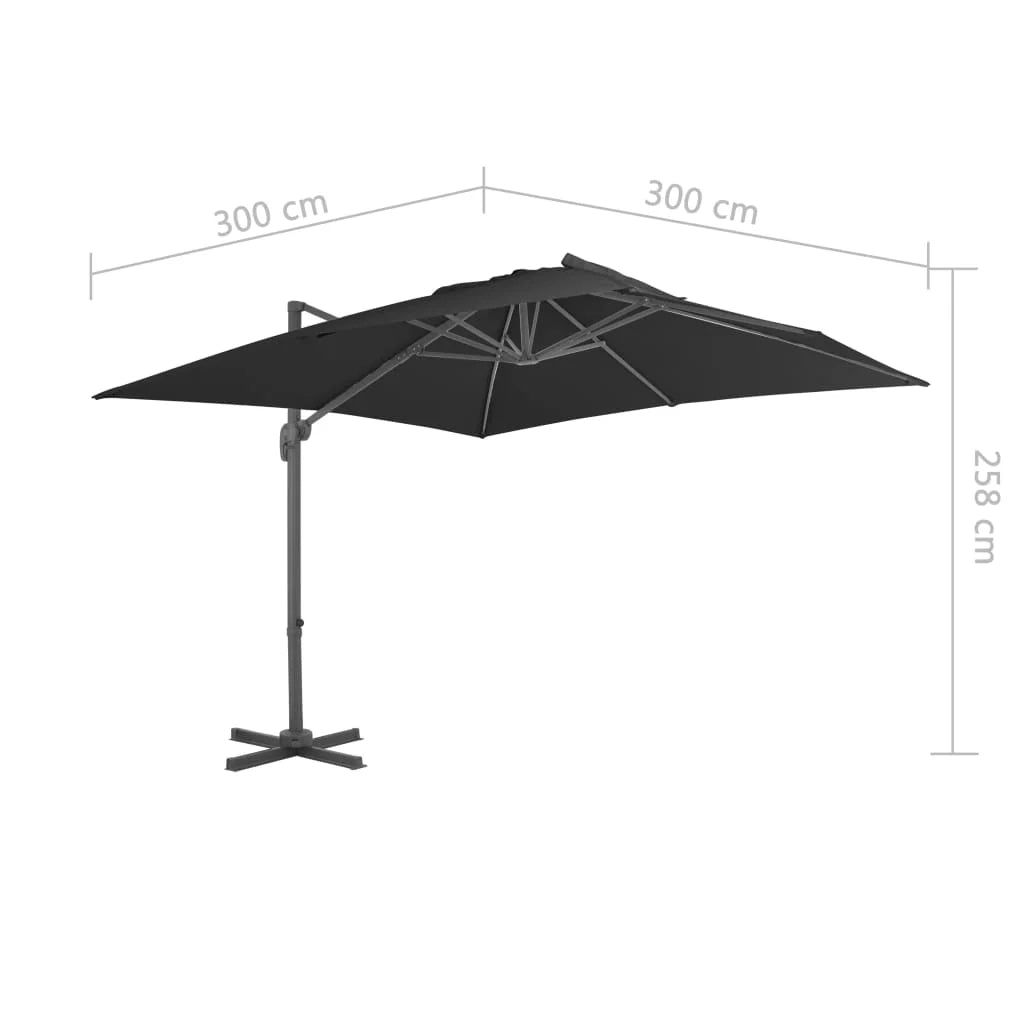 Ombrellone a sbalzo con palo in alluminio 3 x 3 m nero 02_0008484