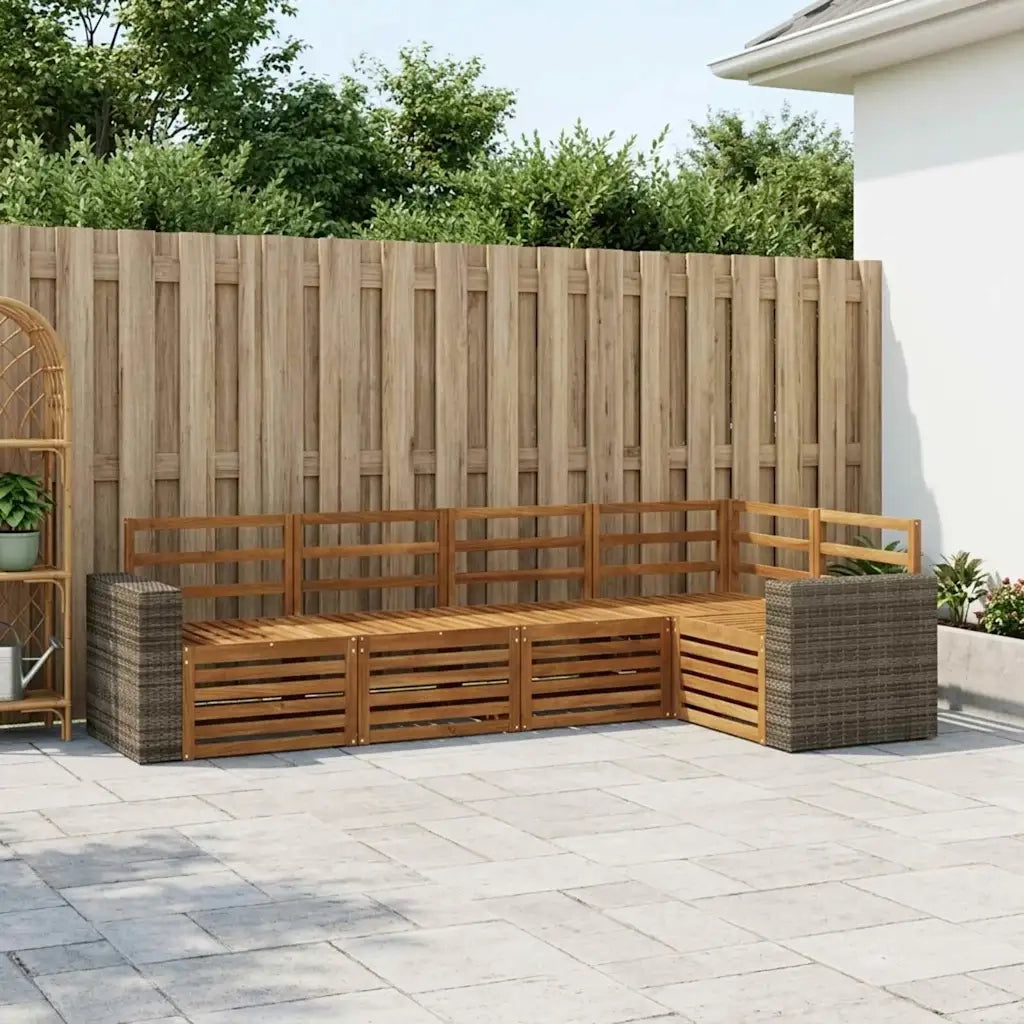 Set divano sezionale 5 pcs Naturale Legno di Acacia Massello