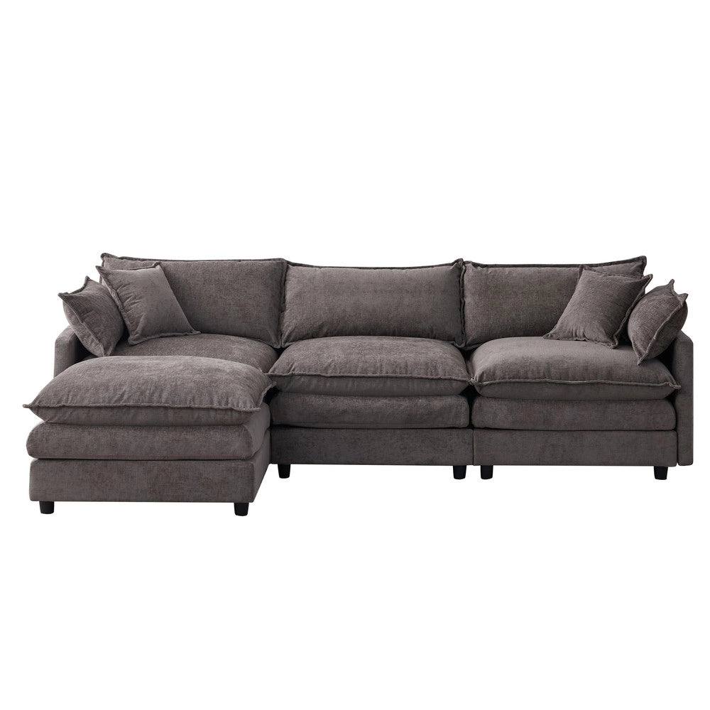 Divano Angolare Modulare 3 Posti con Chaise Longue e Poggiapiedi ¨C Xylo ¨C Chenille