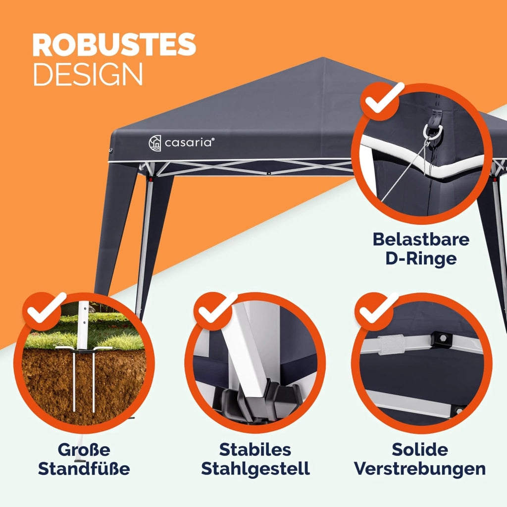 Gazebo pop-up, 3 x 3 m, con 4 parti laterali, colori assortiti, protezione UV 50+, con custodia, impermeabile, pieghevole, gazebo pieghevole, festival, capri, antracite