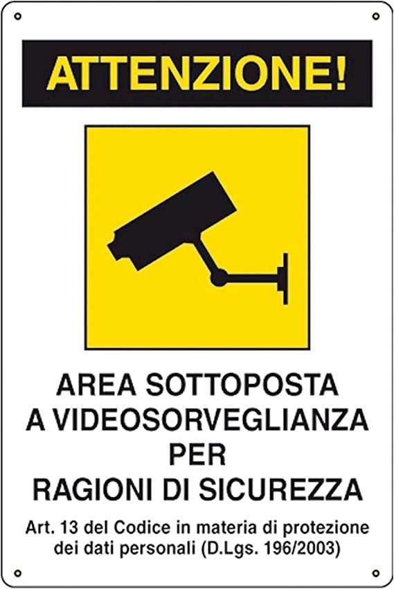 Cartello Segnaletica Area Sottoposta a Sorveglianza Eurosignals