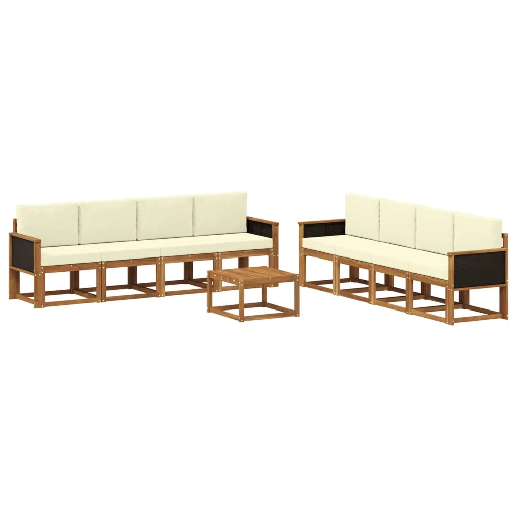 Set di divani da esterno con cuscino 7 pcs Naturale e Crema