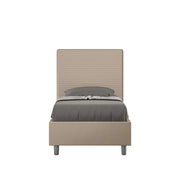 Letto singolo con rete imbottito 90x200 similpelle tortora Focus