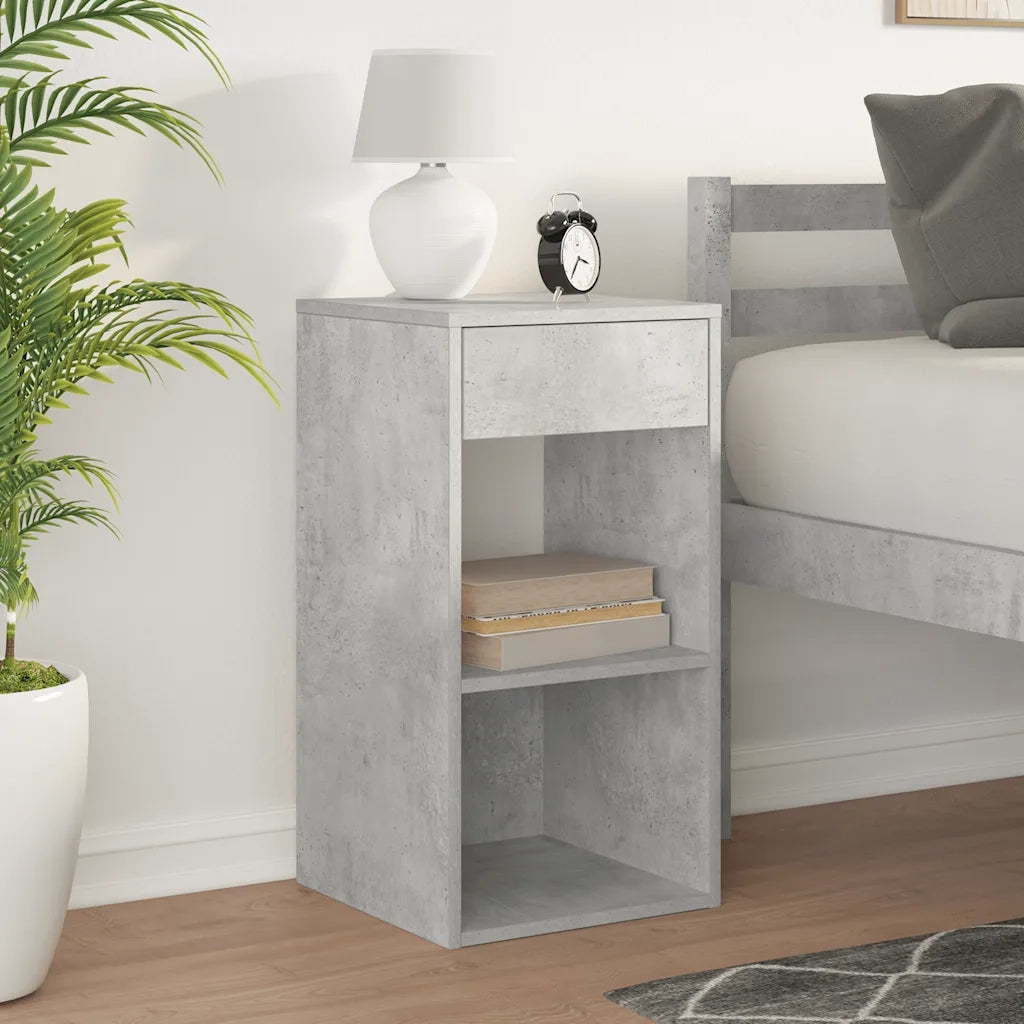 Comodino con Cassetto Grigio Cemento 35x34x66,5 cm