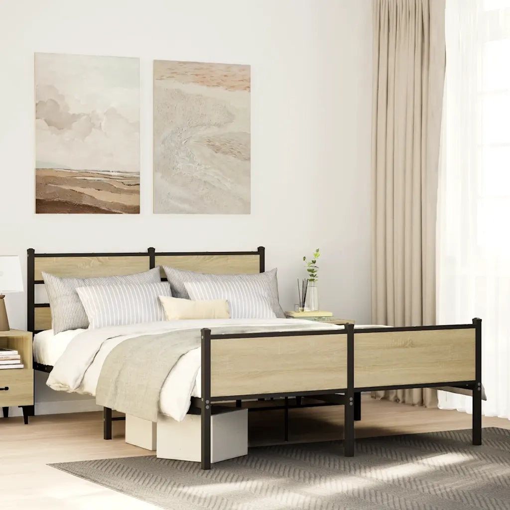 vidaXL Giroletto senza Materasso Rovere Sonoma 137x190cm in Truciolato