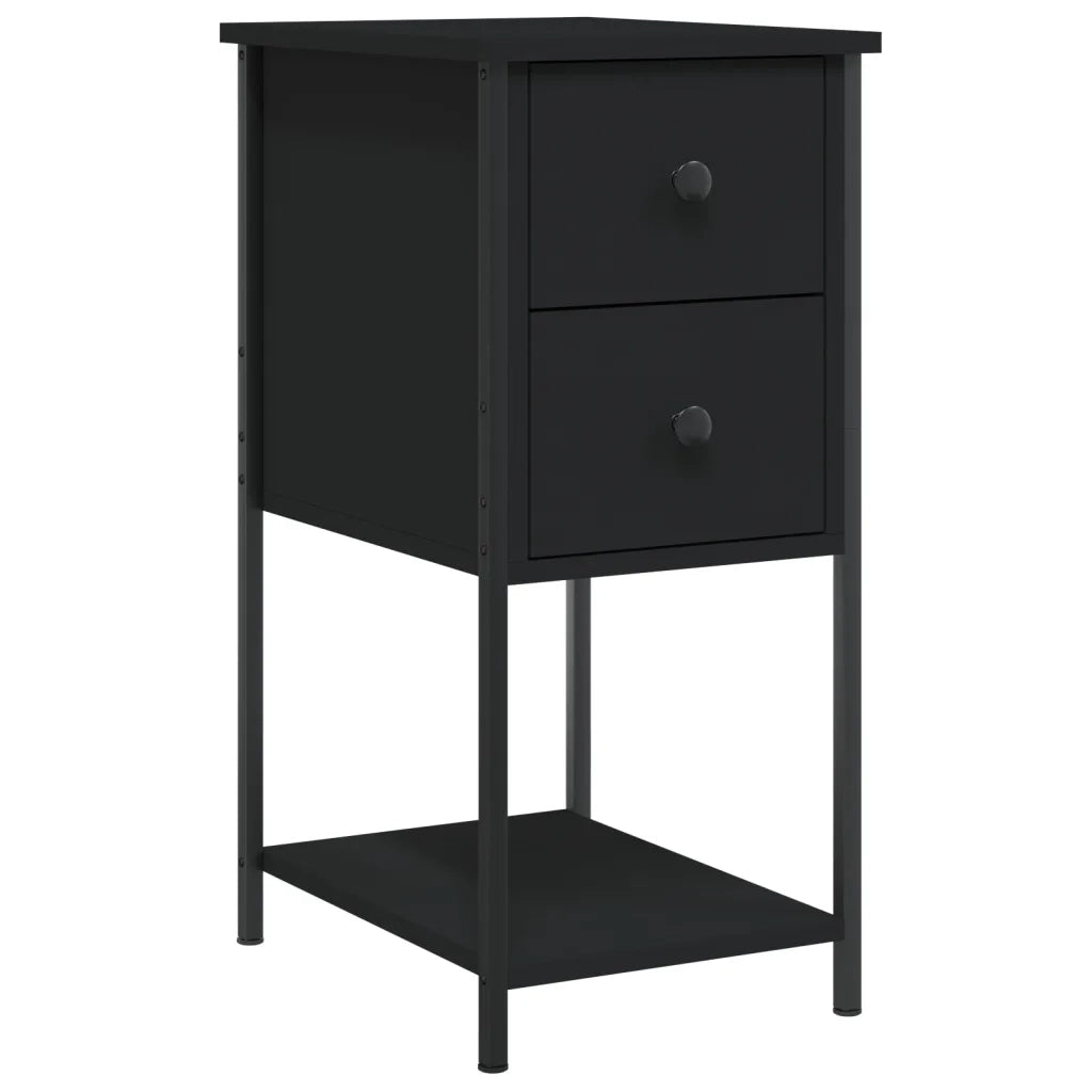 Comodini 2 pz-Set di 2 Tavolino da notte Neri 32x42x70 cm in Legno Multistrato
