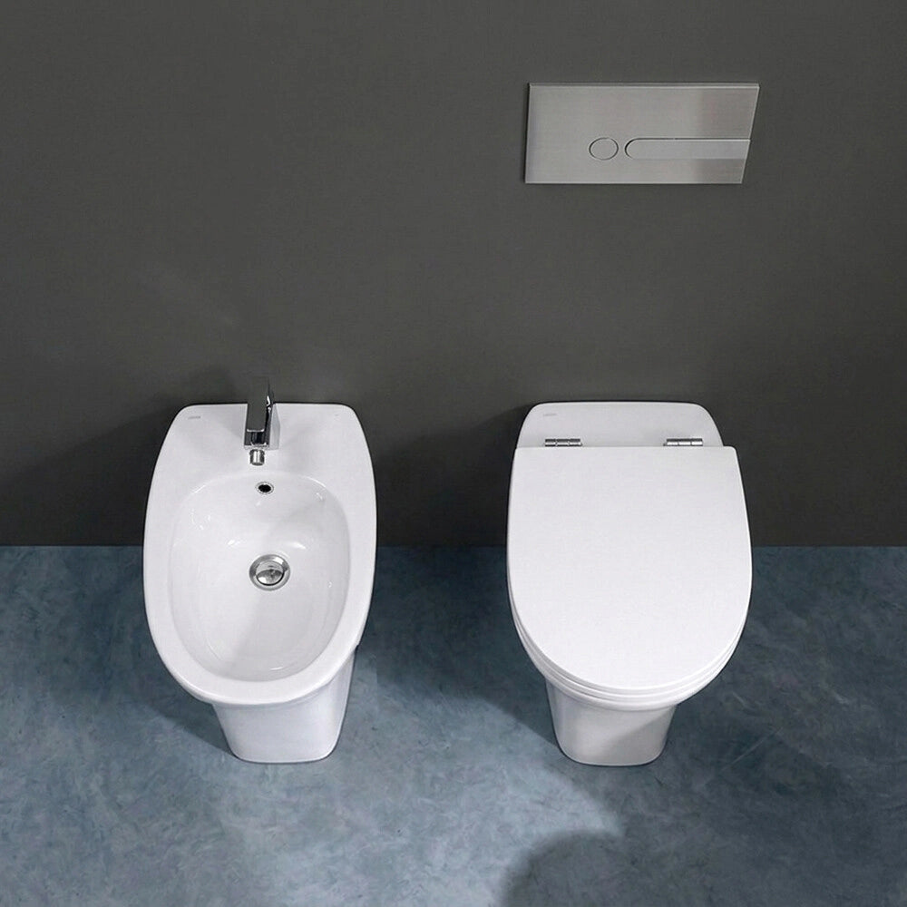 Set sanitari in ceramica bianco h 47  con sedile e bidet Evolution Sanitosco
