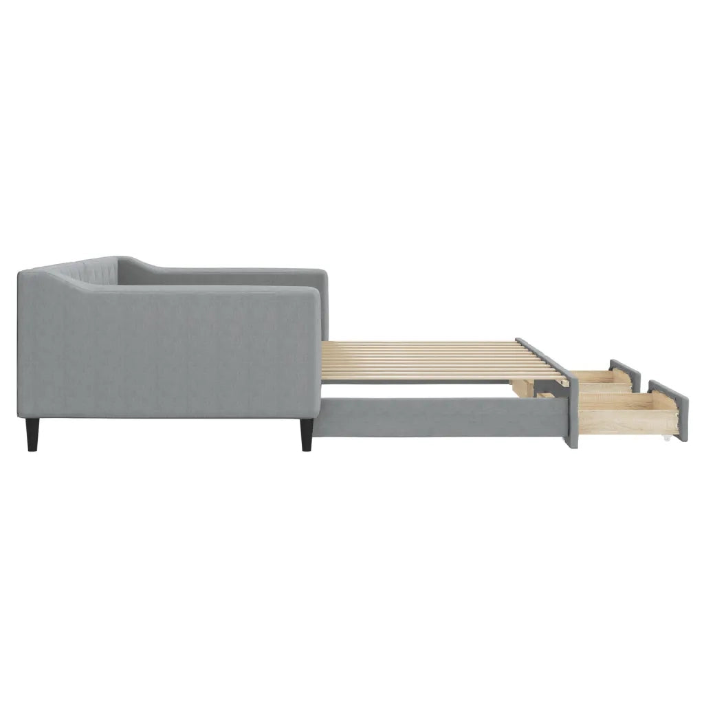 Divano Letto Estraibile Cassetti Grigio Chiaro 100x200 Tessuto 3197467
