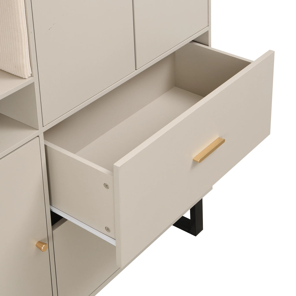 Mobile Ingresso Con 1 Anta; 2 Cassetti E Barra Estraibile; Pannelli Imbottiti; in MDF; 110??38??186 cm; Beige E Grigio