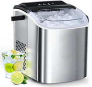 Igloo per Contropiano in Acciaio Inossidabile - 26Lbs/24U - 9 Blocchi di Ghiaccio in 6-8 Minuti - Igloo Portatile con Autoigiene per Casa/Ufficio/Bar