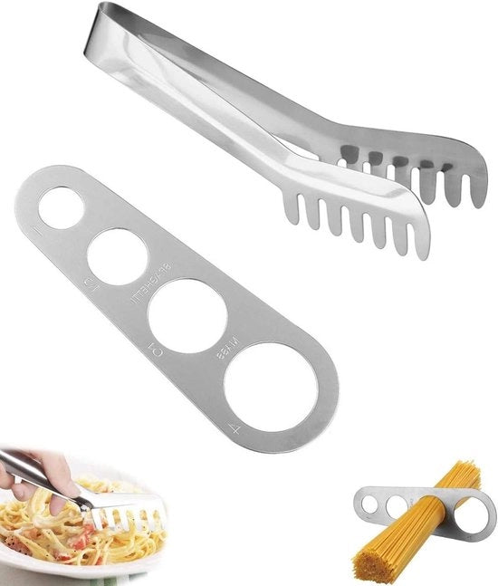 Tang per spaghetti in acciaio inossidabile con clip per spaghetti - accessori da cucina - 2 pezzi