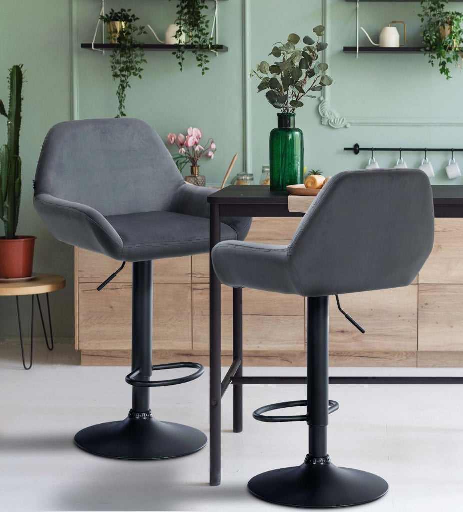 Sgabello Braga in velluto grigio scuro,nero