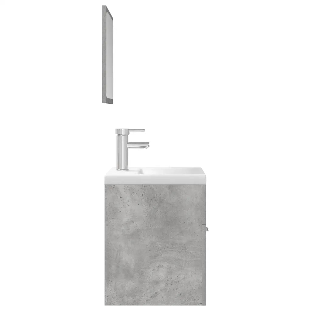 Set Mobili da Bagno 3 pz Grigio Cemento in Legno Multistrato