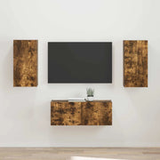 Set mobile TV 2 pz-Credenza per TV Rovere fum¨¦ Legno multistrato 457422