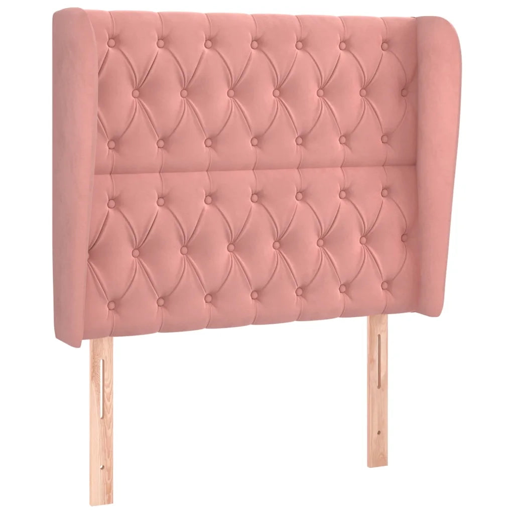 Testiera | Testata ad Orecchio Rosa 103x23x118/128 cm in Velluto